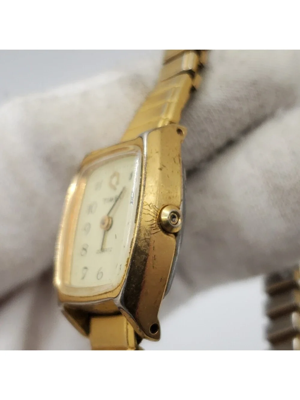 Vintage Timex K Cell Pusher Watch Womens Gold Tone For Parts Or Repair
